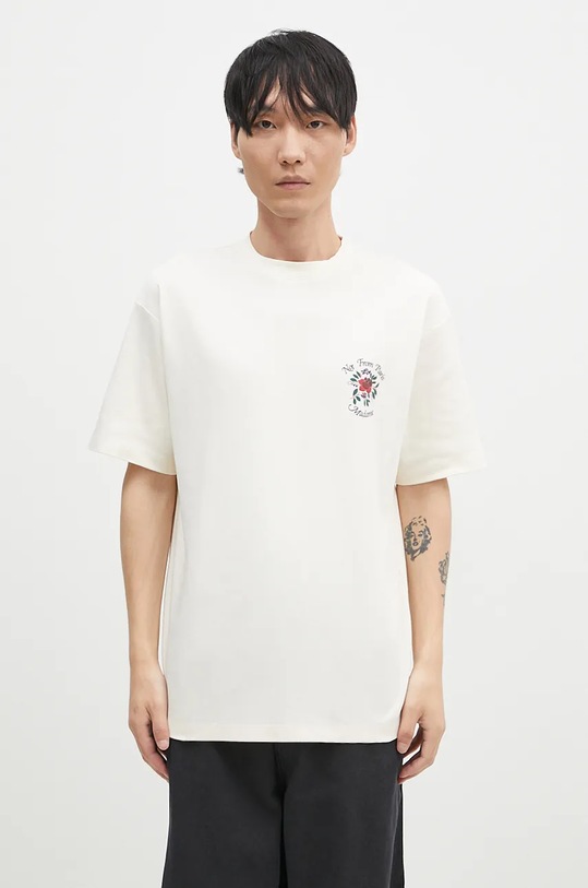 Одяг Бавовняна футболка Drôle de Monsieur Le T-Shirt Slogan Fleurs E.TS210.CO002.CM бежевий