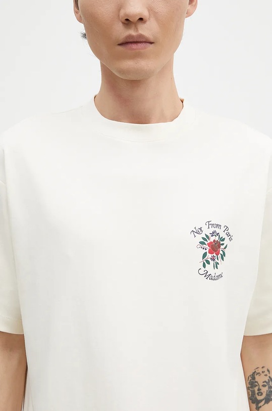 Drôle de Monsieur tricou din bumbac Le T-Shirt Slogan Fleurs bej E.TS210.CO002.CM
