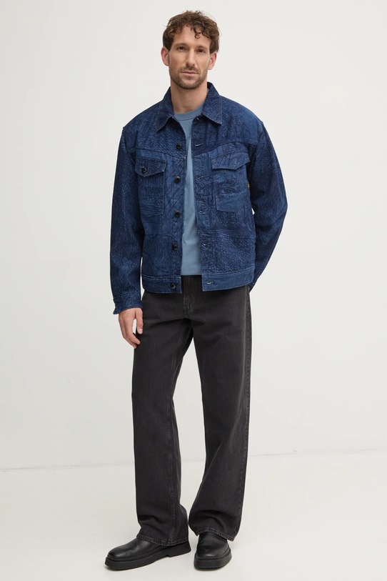 G-Star longsleeve bawełniany D25076.336 niebieski AW24