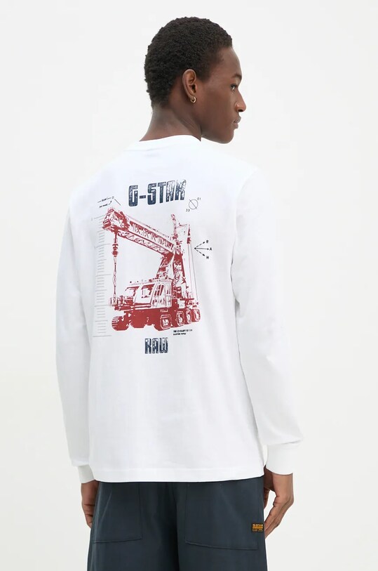 G-Star longsleeve din bumbac print alb D25091.C336