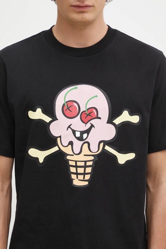 Бавовняна футболка ICECREAM Cones & Bones чорний IC24346