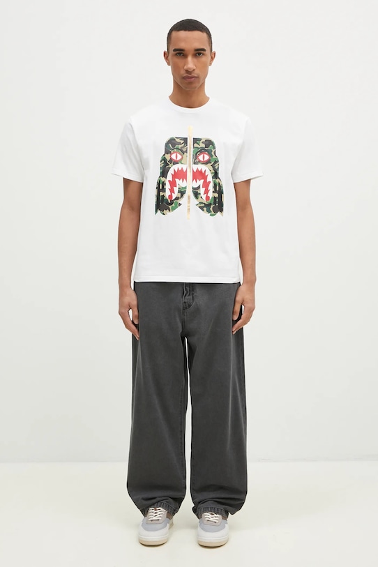 A Bathing Ape t-shirt in cotone Abc Camo Tiger 1K80110008 bianco