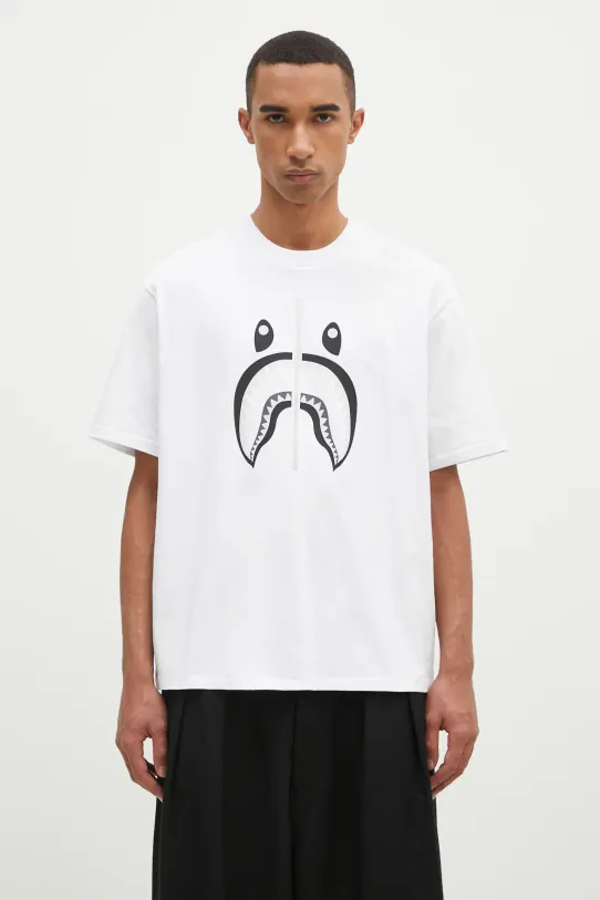 A Bathing Ape cotton t-shirt Shark Tee #1 regular white 1K70110311