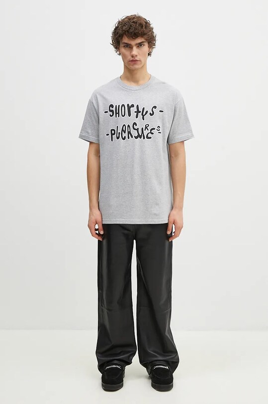 PLEASURES cotton t-shirt F Me P24F021 gray