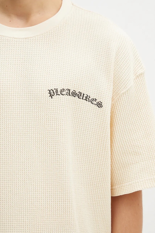 PLEASURES cotton t-shirt Neural Thermal Shirt beige P24F048