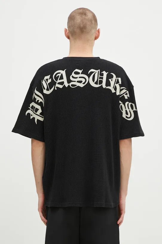 Bavlnené tričko PLEASURES Neural Thermal Shirt relaxed čierna P24F048