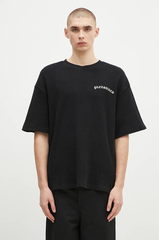 Oblečenie Bavlnené tričko PLEASURES Neural Thermal Shirt P24F048 čierna