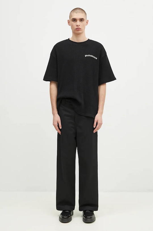 Bavlnené tričko PLEASURES Neural Thermal Shirt P24F048 čierna