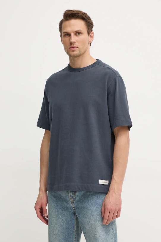 Bavlněné tričko Abercrombie & Fitch kulatý šedá KI124.4595.200