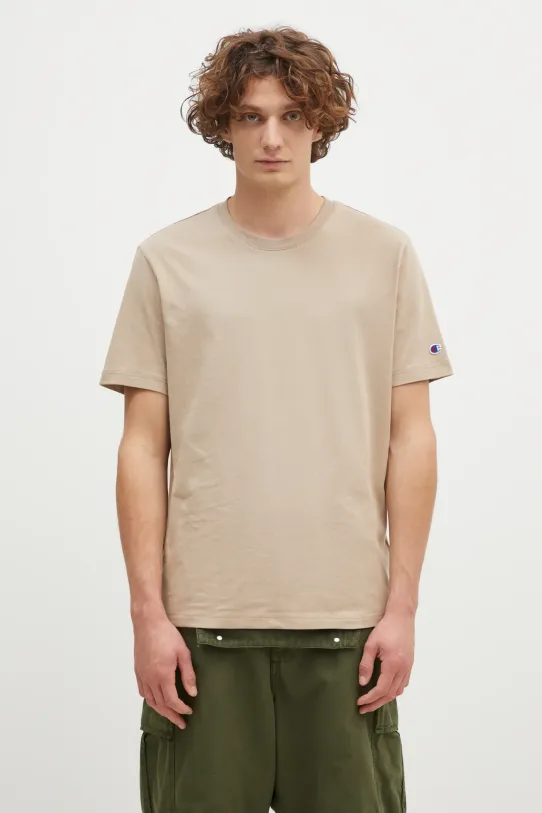 Bavlněné tričko Champion Crewneck regular zelená 220713