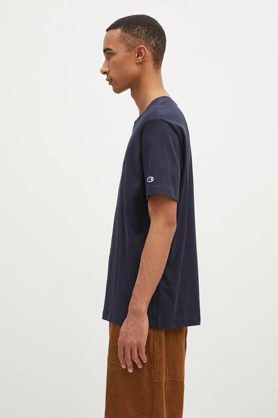 Champion tricou din bumbac Crewneck 220713 bleumarin AW24