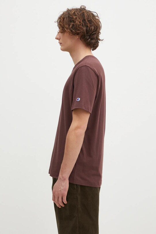 Champion t-shirt bawełniany Crewneck 220713 brązowy AW24