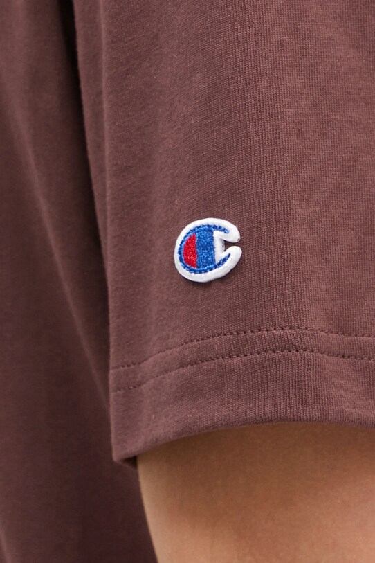 Champion t-shirt bawełniany Crewneck brązowy 220713
