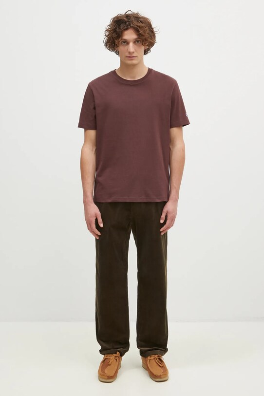 Champion t-shirt bawełniany Crewneck 220713 brązowy