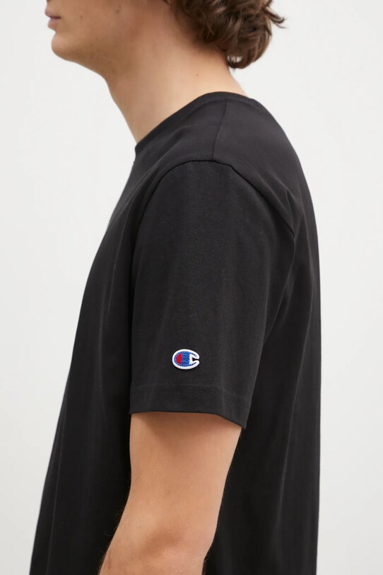Champion tricou din bumbac Crewneck negru 220713