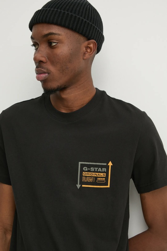 Bavlnené tričko G-Star potlač čierna D25444.8415