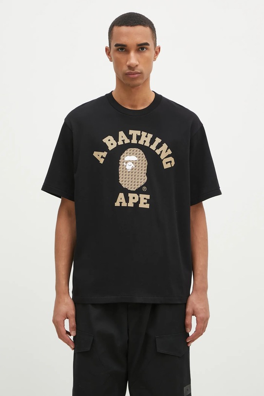 A Bathing Ape t-shirt in cotone Sta Houndstooth College regolare nero 1K80110338
