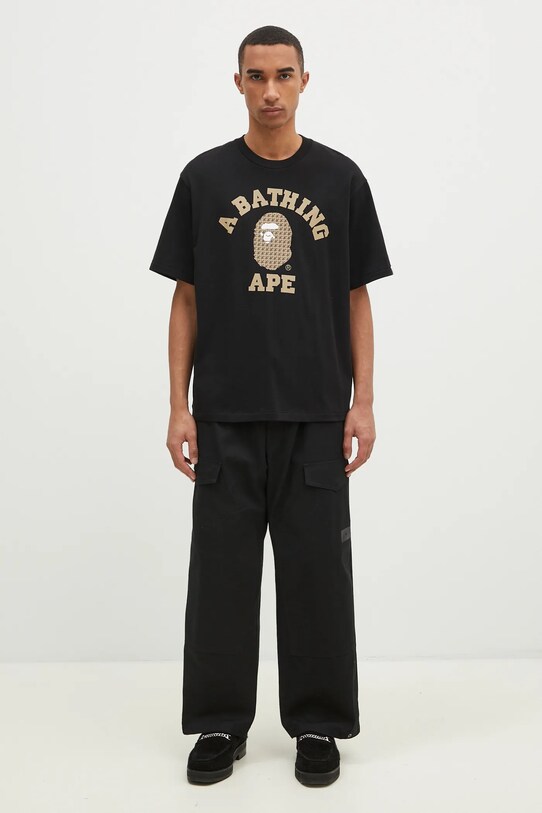 A Bathing Ape t-shirt in cotone Sta Houndstooth College 1K80110338 nero