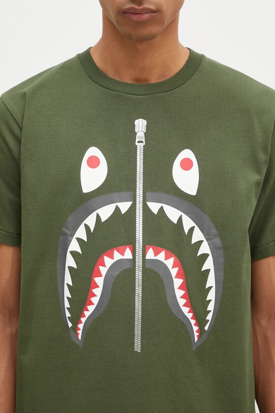 Βαμβακερό μπλουζάκι A Bathing Ape Shark πράσινο 1K80110003