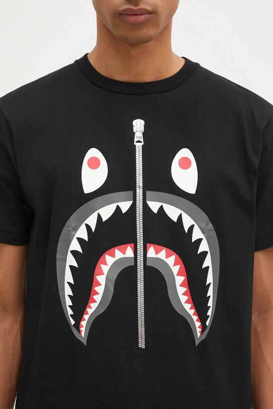 Хлопковая футболка A Bathing Ape Shark чёрный 1K80110003