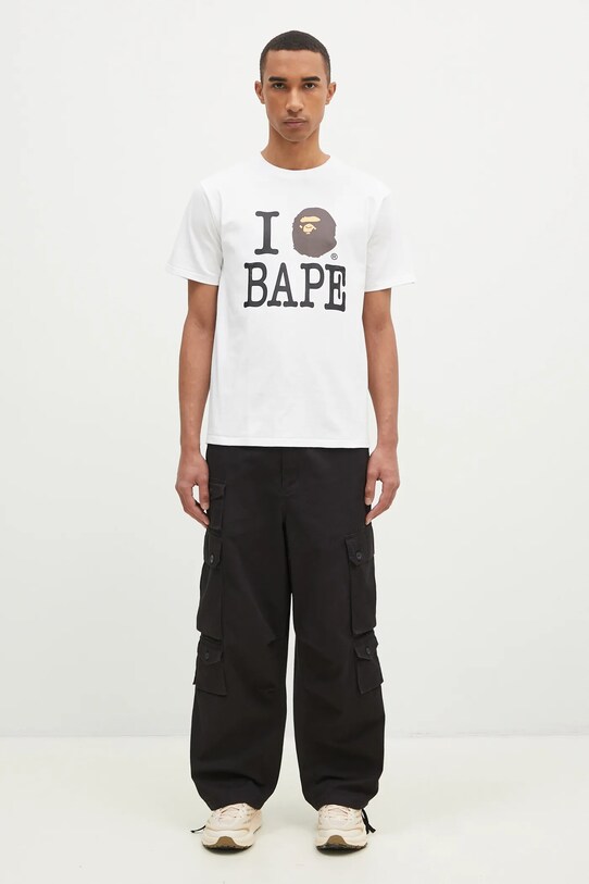Хлопковая футболка A Bathing Ape I Love Bape 1K80110043 белый