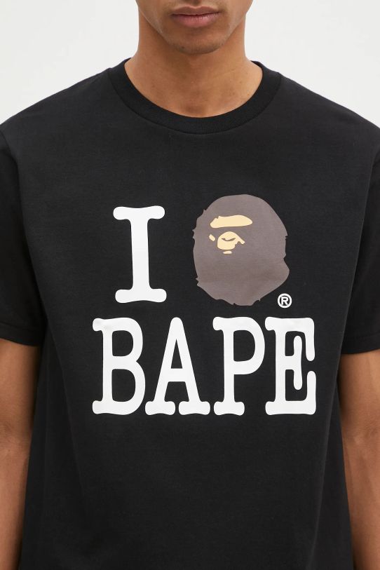 Βαμβακερό μπλουζάκι A Bathing Ape I Love Bape μαύρο 1K80110043