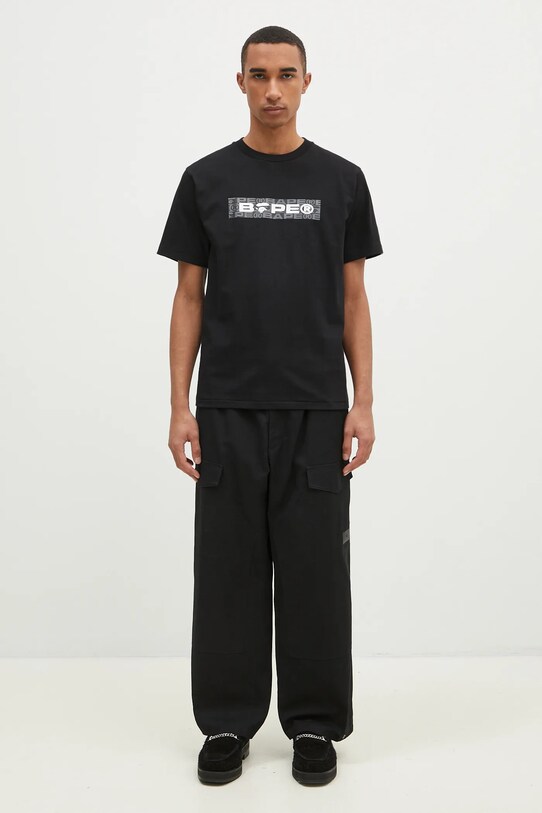A Bathing Ape t-shirt bawełniany Lux Sport Pattern Box Logo 1K80110050 czarny