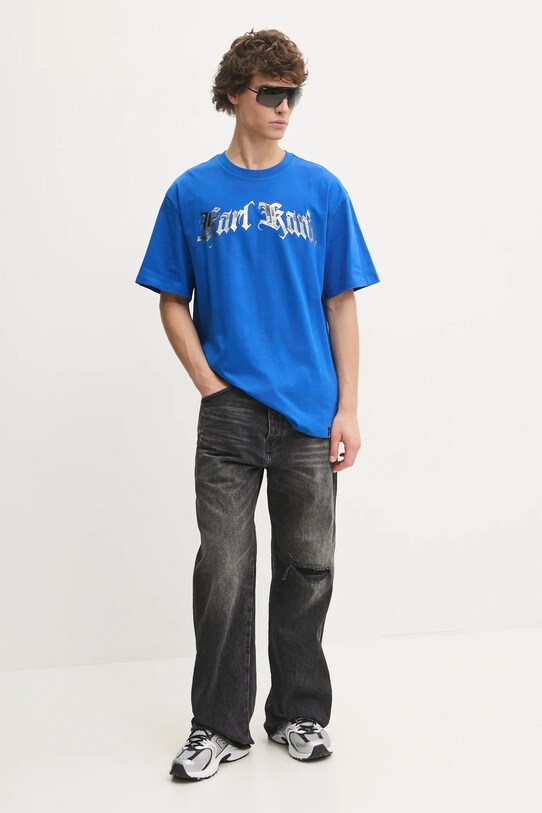 Бавовняна футболка Karl Kani 60300183 блакитний AW24