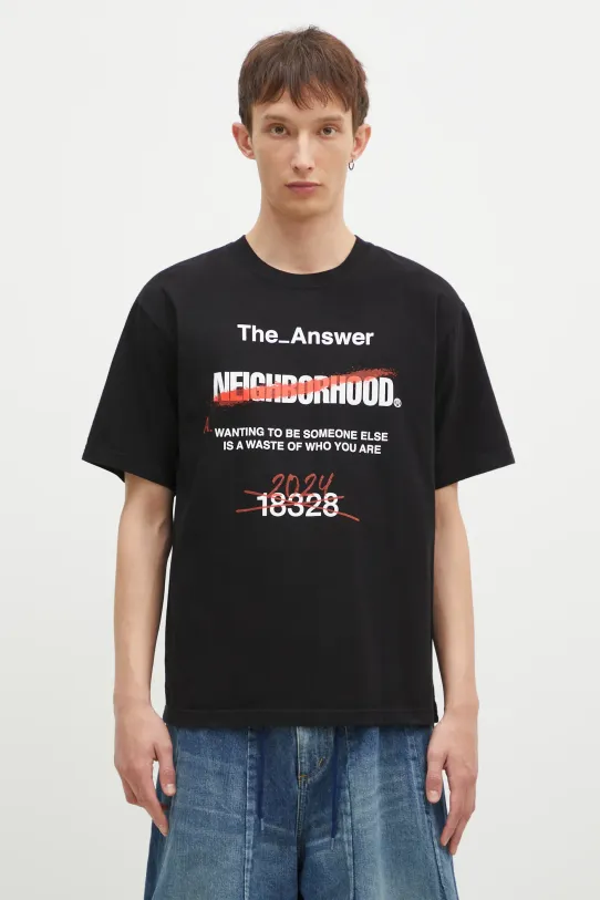 Bavlněné tričko NEIGHBORHOOD Tee SS-13 relaxed černá 242PCNH.ST13