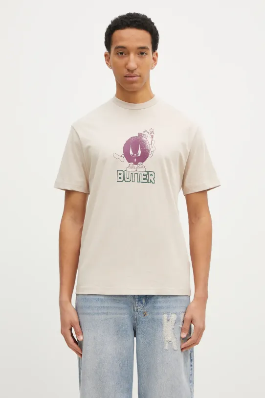 Памучна тениска Butter Goods Bomb Tee стандартна бежов BG243100