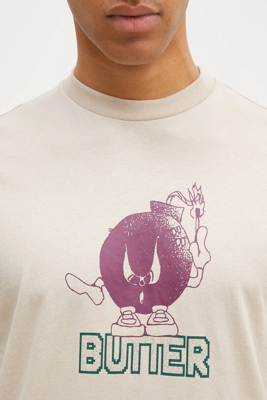 Βαμβακερό μπλουζάκι Butter Goods Bomb Tee μπεζ BG243100