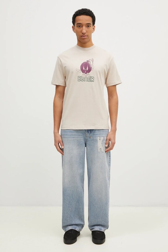 Βαμβακερό μπλουζάκι Butter Goods Bomb Tee BG243100 μπεζ