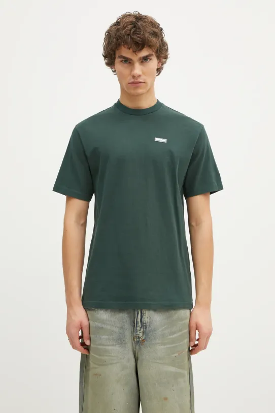 Бавовняна футболка Butter Goods Basic Tee гладкий зелений BG243110