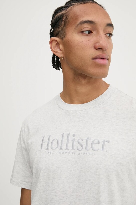 Βαμβακερό μπλουζάκι Hollister Co. γκρί KI323.4213.122