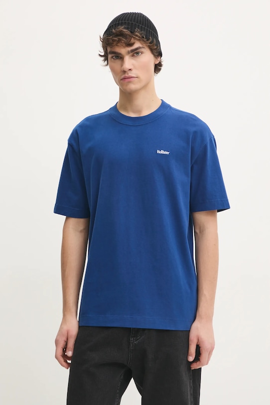 Bavlněné tričko Hollister Co. hladký modrá KI323.4309.220