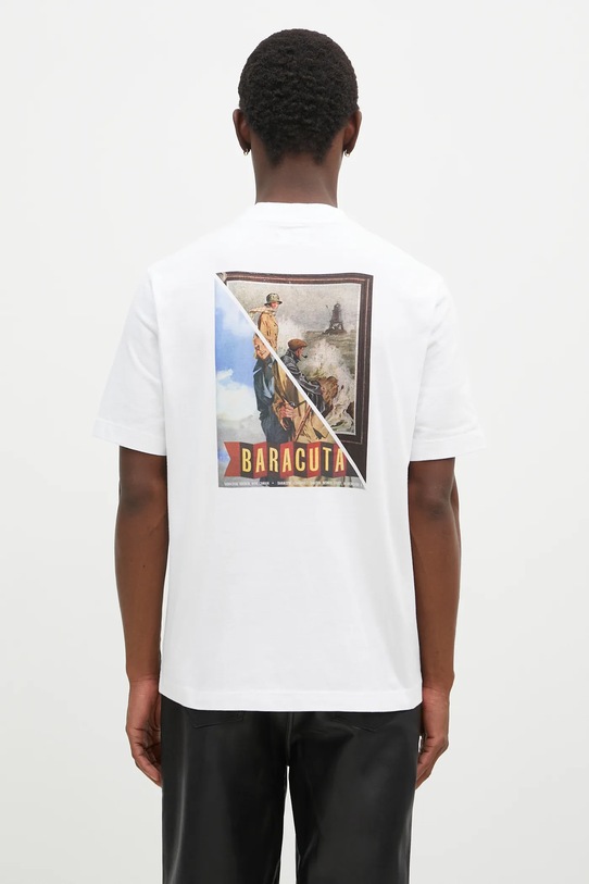 Baracuta t-shirt bawełniany Barbour x Baracut Archive nadruk biały BRTEE0018