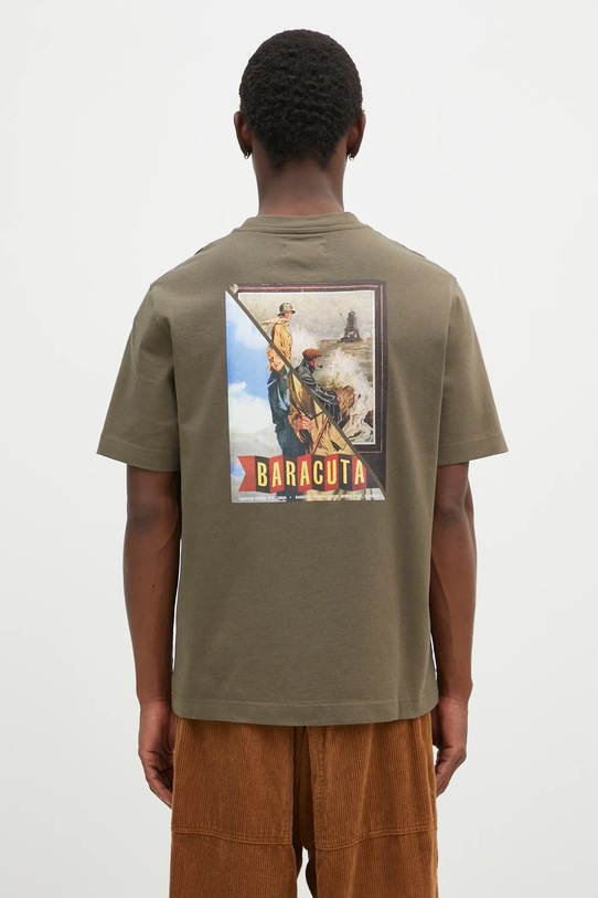 Bavlnené tričko Baracuta Barbour x Baracut Archive potlač zelená BRTEE0018