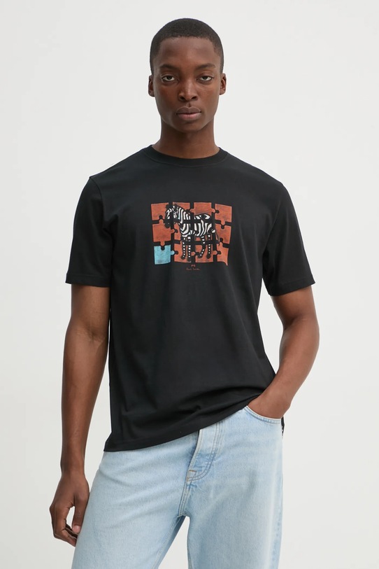 Pamučna majica PS Paul Smith Planet friendly crna M2R.011R.PP5079