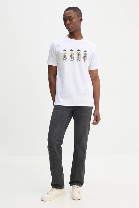 Памучна тениска PS Paul Smith M2R.011R.PP5080 бял SS25