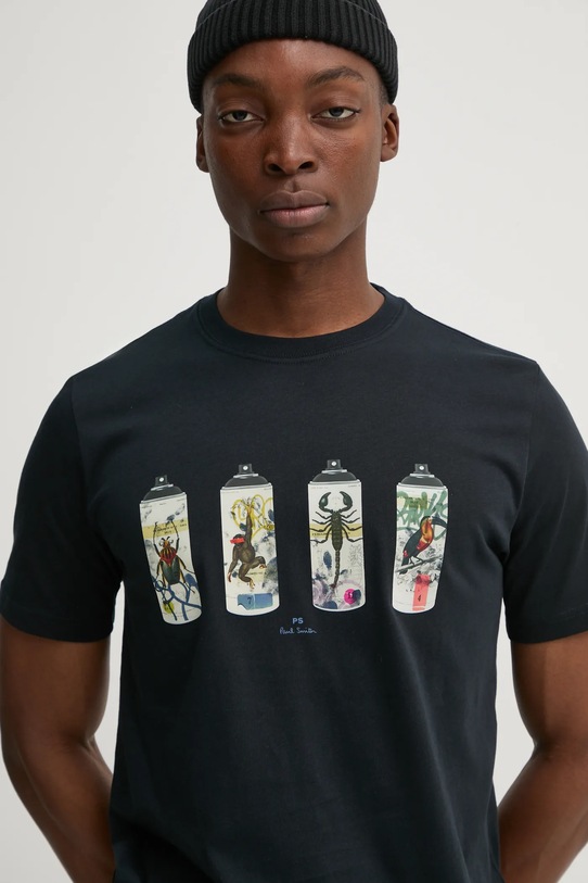 PS Paul Smith tricou din bumbac print bleumarin M2R.011R.PP5080