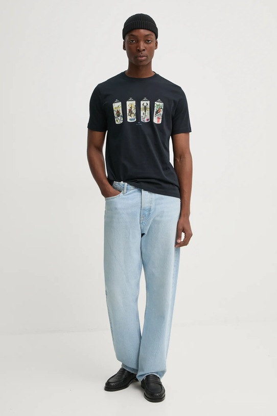 PS Paul Smith tricou din bumbac M2R.011R.PP5080 bleumarin SS25