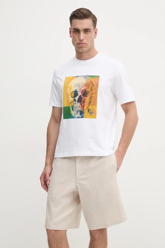 PS Paul Smith tricou din bumbac print alb M2R.220X.PP4703