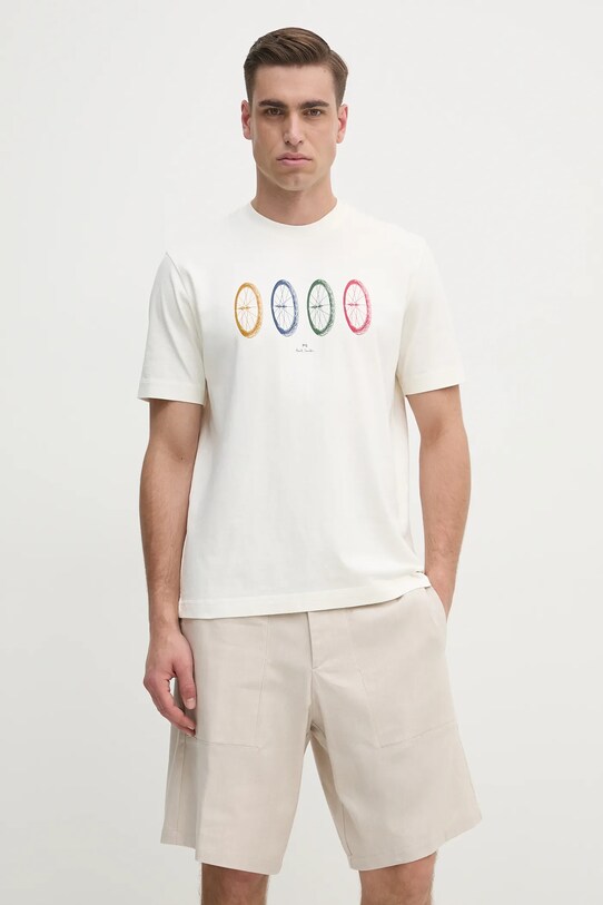 PS Paul Smith tricou din bumbac print bej M2R.965X.PP5015