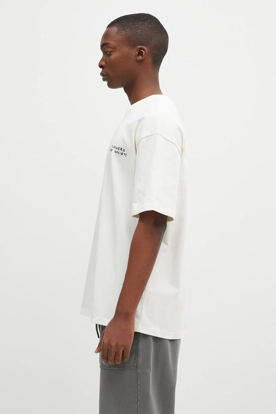 Flowers for Society t-shirt bawełniany Basic FFSAPP122 beżowy AW24