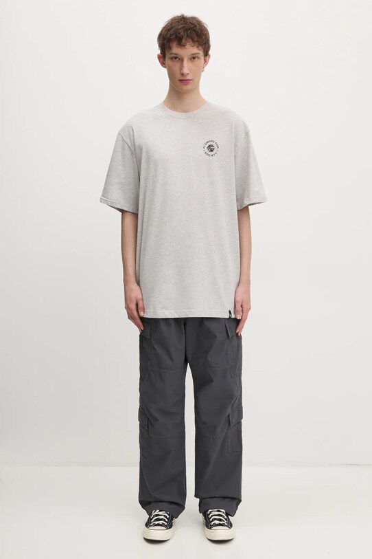 Бавовняна футболка Flowers for Society Basic FFSAPP040 сірий