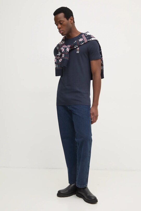 Lindbergh t-shirt bawełniany 30.400313.NAVY granatowy AW24