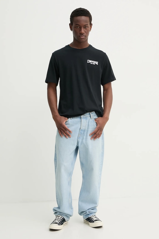 Converse t-shirt bawełniany 10027561.A01 czarny SS25
