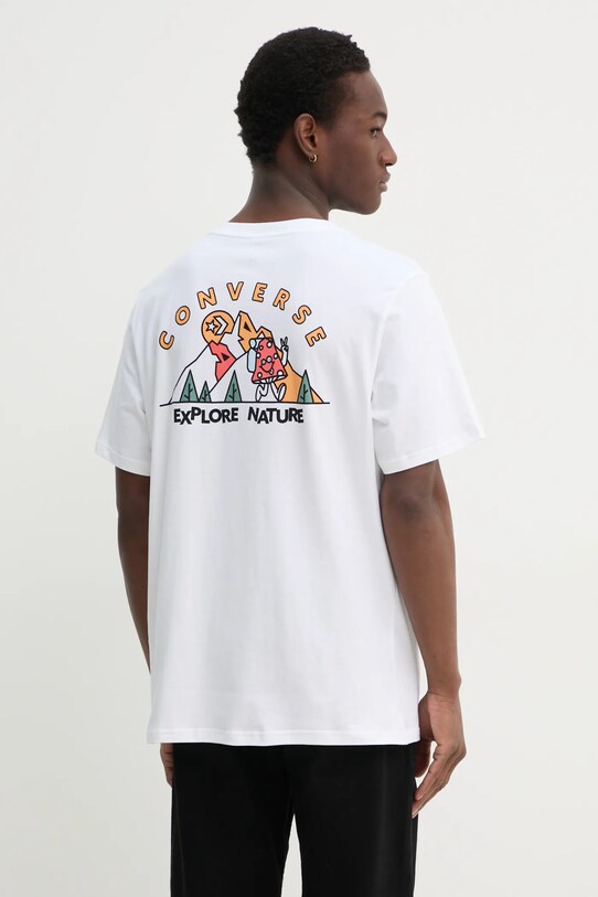 Одежда Хлопковая футболка Converse 10027097.A02 бежевый