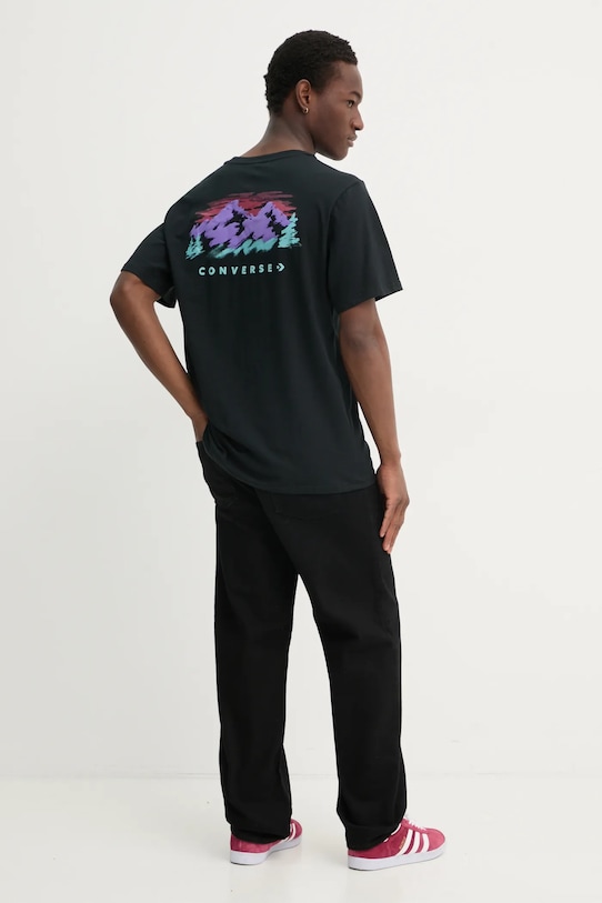 Converse tricou din bumbac 10027098.A02 negru SS25