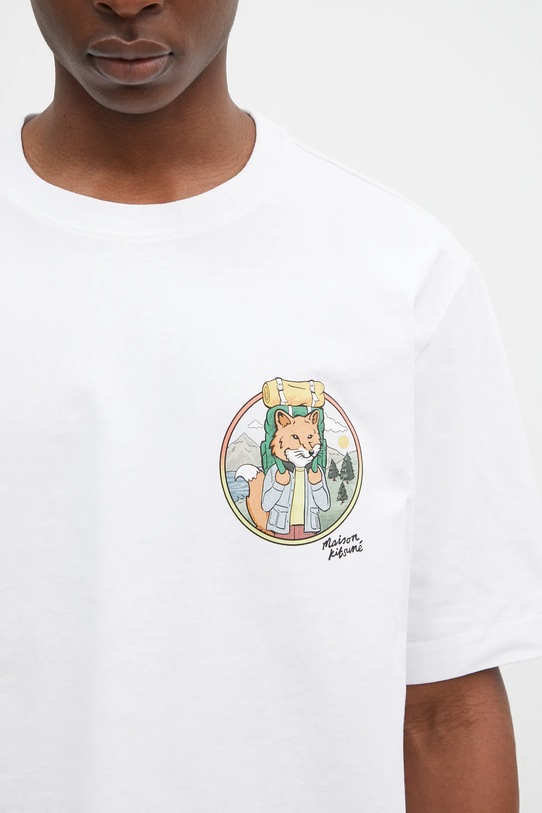 Bavlněné tričko Maison Kitsuné Rambling Fox bílá NM00113KJ0118